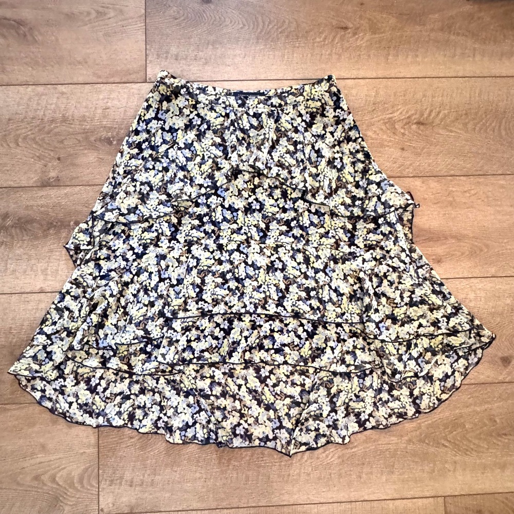 Flowy Floral Layered Tiered Ruffles Lined Skirt‎ 10 Fairy Grunge Boho Feminine